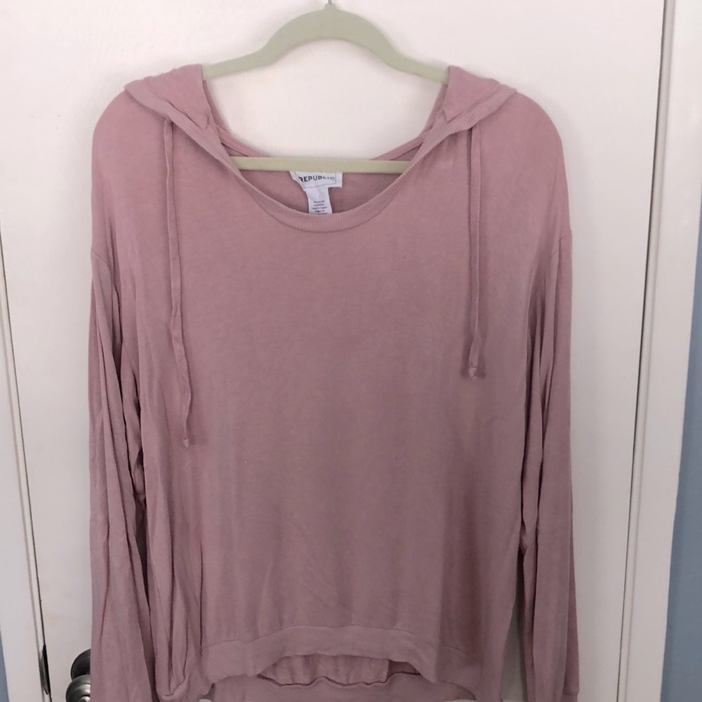 EUC For The Republic Smoky Pink Hooded Pull-over/Thin Sweater - Sz L